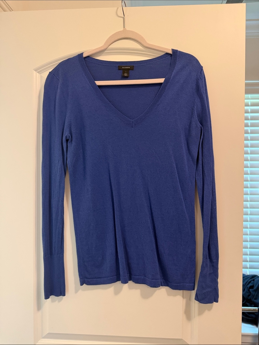 Halogen Royal Blue V-Neck Long Sleeve Top